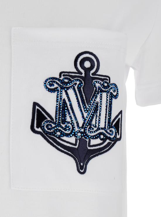25SS 막스마라 ACACIA 아카시아 앵커 로고 자수 반팔 티셔츠  2511941031600007 White - MAX MARA