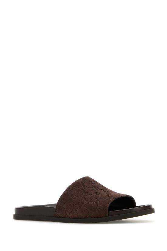  구찌 스웨이드 슬라이드 샌들 스웨이드 슬라이드  834941AADUO2140 BROWN DOM - GUCCI
