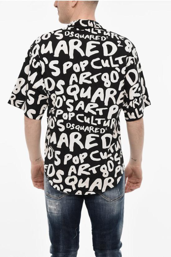  디스퀘어드2 반팔 셔츠 S74DM0811 S78557 001S Black White - DSQUARED2