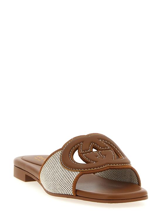  구찌 Interlocking G 인터로킹 G 슬라이드 뮬/슬리퍼 슬라이드 835723FAEA09562 BROWN DOM - GUCCI