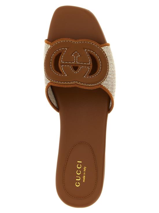  구찌 Interlocking G 인터로킹 G 슬라이드 뮬/슬리퍼 슬라이드 835723FAEA09562 BROWN DOM - GUCCI