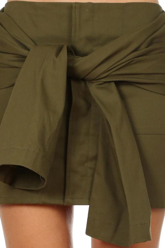  Harvey Faircloth 숏 스커트 하비 페어클로스 타이 슬리브 미니 스커트 올리브 - OTHER BRANDS