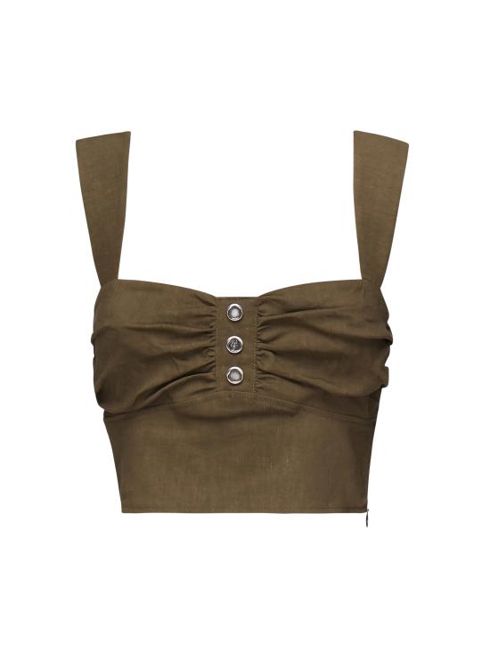 25SS 핑코 민소매 티셔츠 104885 A0IMX26 Olive green