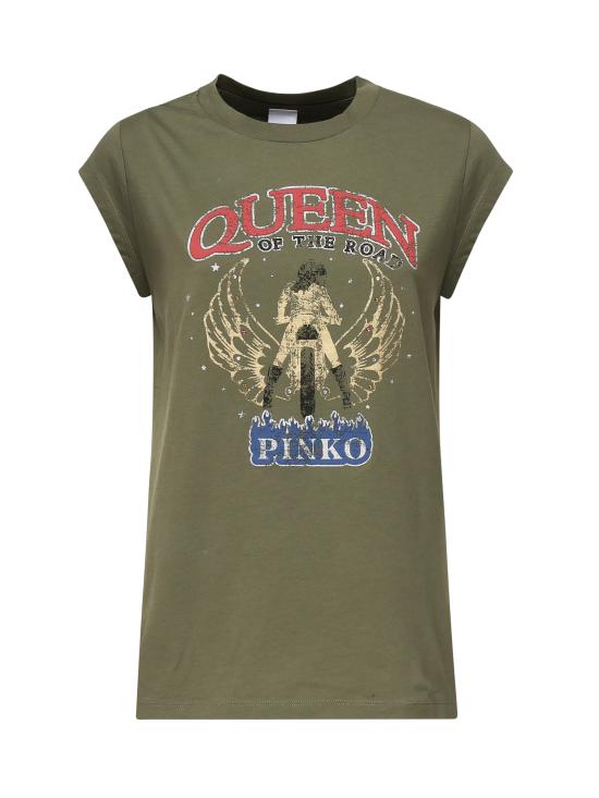 25SS 핑코 반팔 티셔츠 104603 A2DAV49 Army green - PINKO