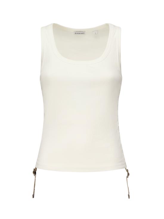 25SS 버버리 립드 저지 탱크탑  8109197 B8764 White - BURBERRY