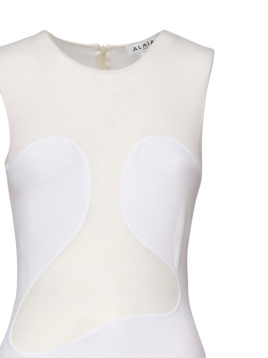 25FW 알라이아 롱 원피스 AA9R2653K061A 000 White - ALAIA