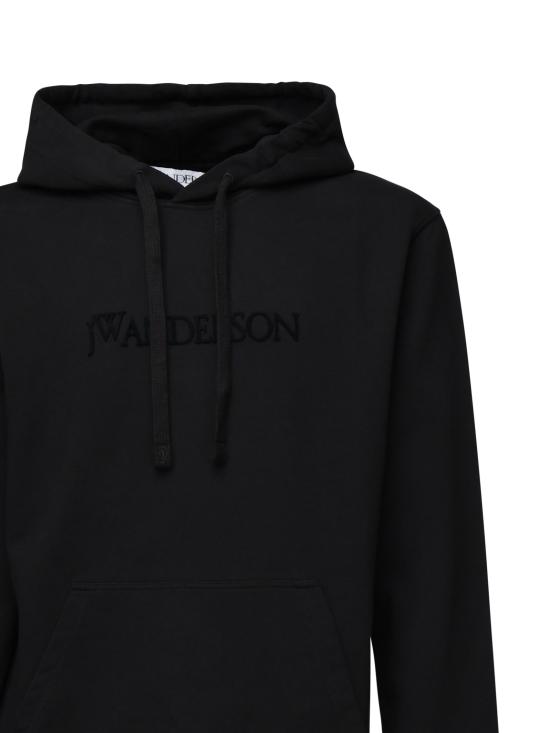 25SS JW앤더슨 로고 패치 포켓 후드 티셔츠 JW0214 PG1632999 Black - JW ANDERSON