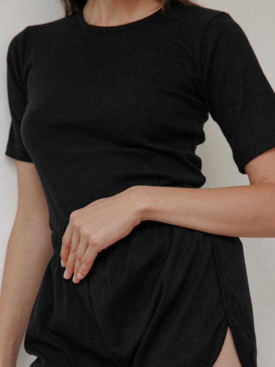  울 하이드 반팔 티셔츠 리브 티셔츠 - WOL HIDE