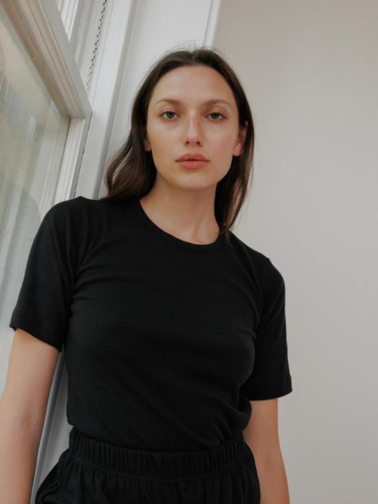  울 하이드 반팔 티셔츠 리브 티셔츠 - WOL HIDE