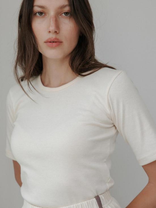  울 하이드 반팔 티셔츠 리브 티셔츠 - WOL HIDE