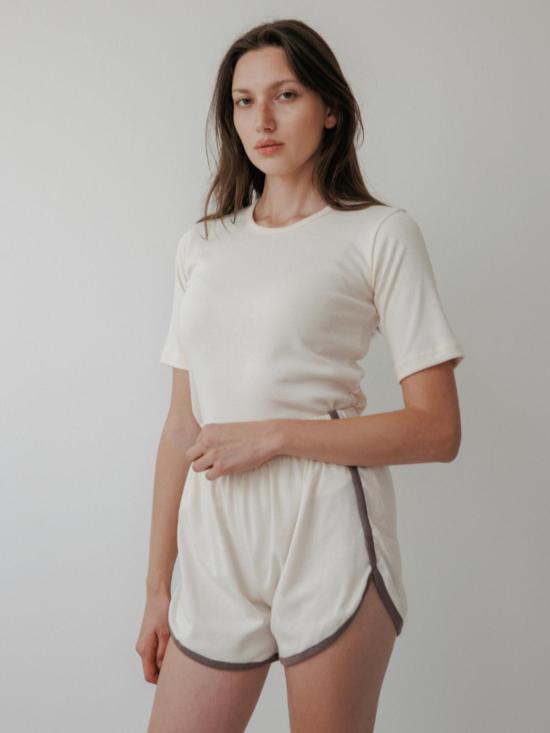  울 하이드 반팔 티셔츠 리브 티셔츠 - WOL HIDE