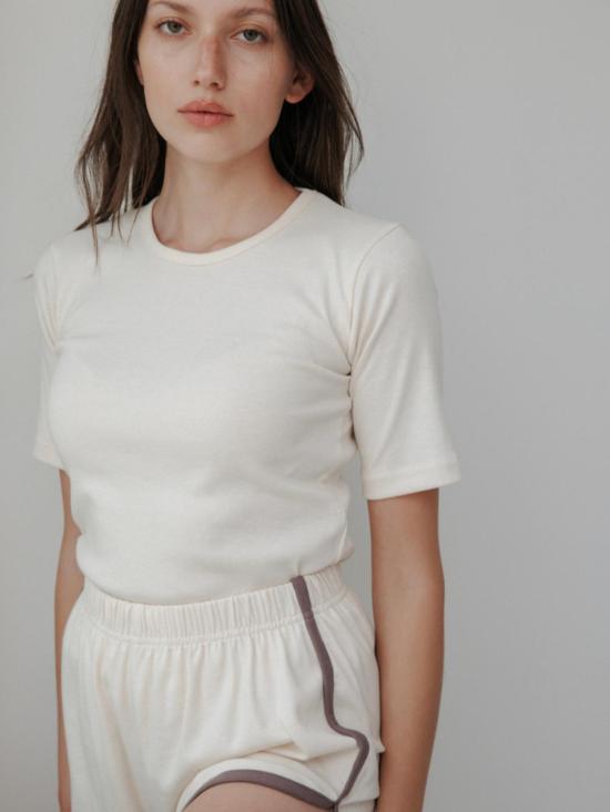  울 하이드 반팔 티셔츠 리브 티셔츠 - WOL HIDE