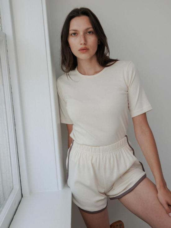  울 하이드 반팔 티셔츠 리브 티셔츠 - WOL HIDE