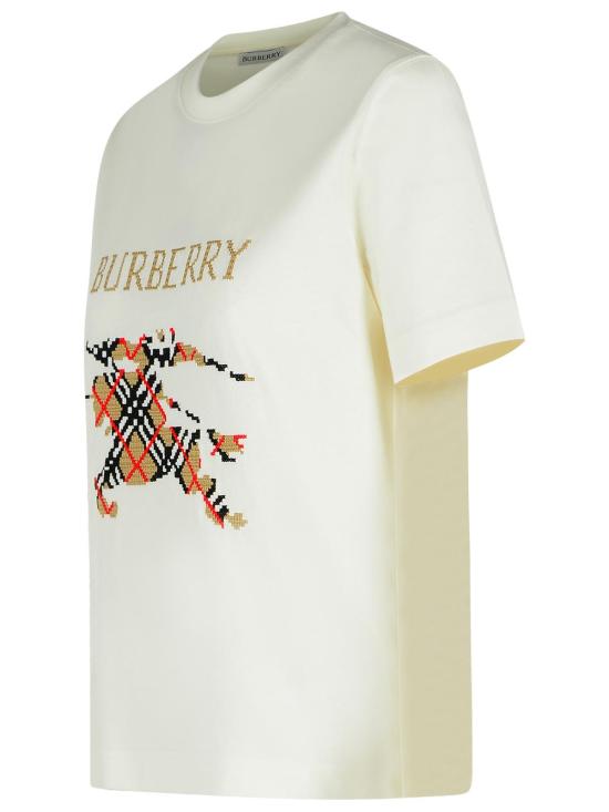 26FW 버버리 크로스 스티치 EKD  코튼 여성 반팔티 8110955B7078 Ivory - BURBERRY
