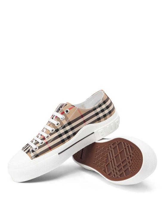 26SS 버버리 빈티지 체크 코튼 스니커즈 8049745 Beige - BURBERRY