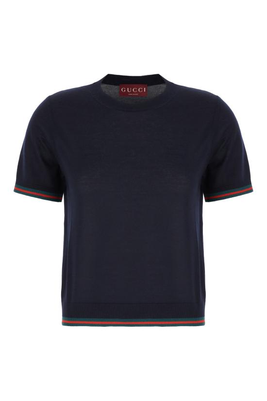 25SS 구찌 엑스트라 파인 캐시미어 실크 탑 820687XKELW 4027 Blu