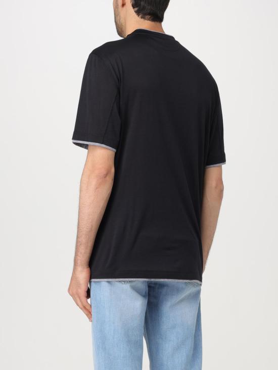 26SS 브루넬로 쿠치넬리 페이크 레이어링 티셔츠 MD8217427 CCB75 Black - BRUNELLO CUCINELLI