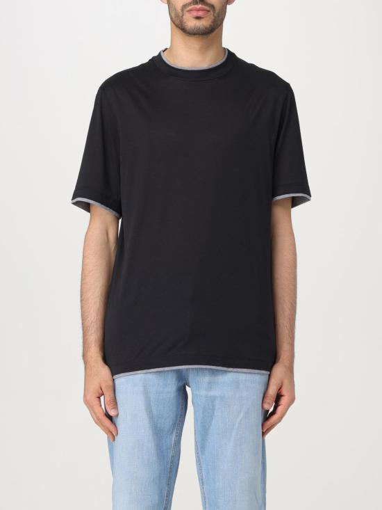 26SS 브루넬로 쿠치넬리 페이크 레이어링 티셔츠 MD8217427 CCB75 Black