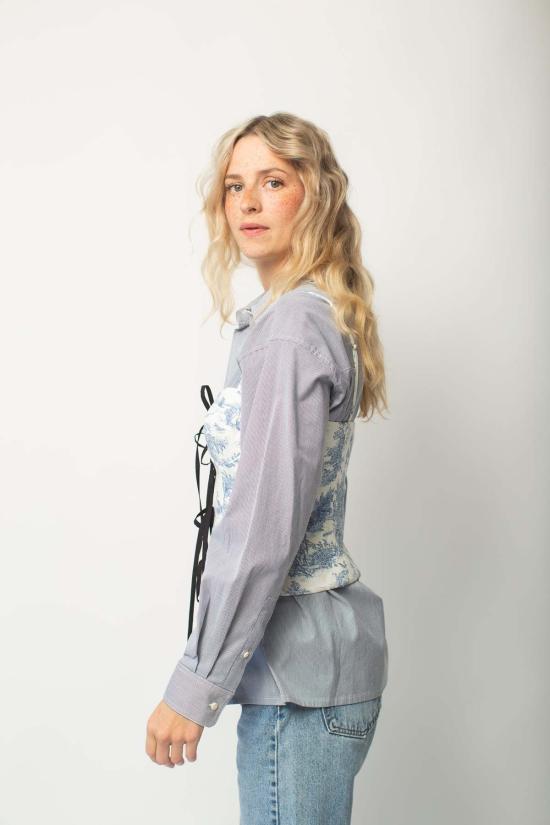  Naya Rea 민소매 티셔츠 나야 리아 릴리 코르셋 탑 블루 - OTHER BRANDS