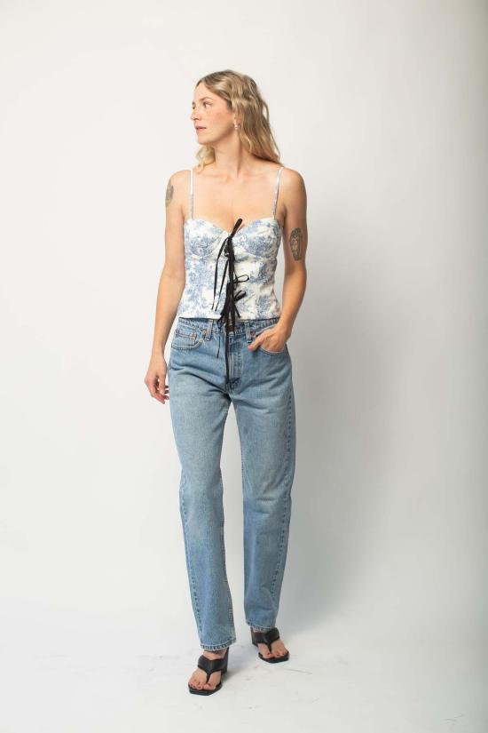  Naya Rea 민소매 티셔츠 나야 리아 릴리 코르셋 탑 블루