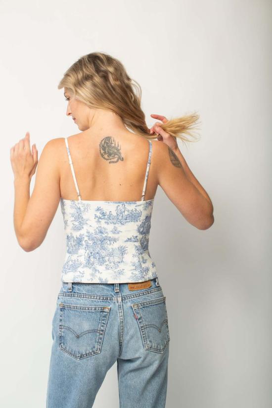  Naya Rea 민소매 티셔츠 나야 리아 릴리 코르셋 탑 블루 - OTHER BRANDS