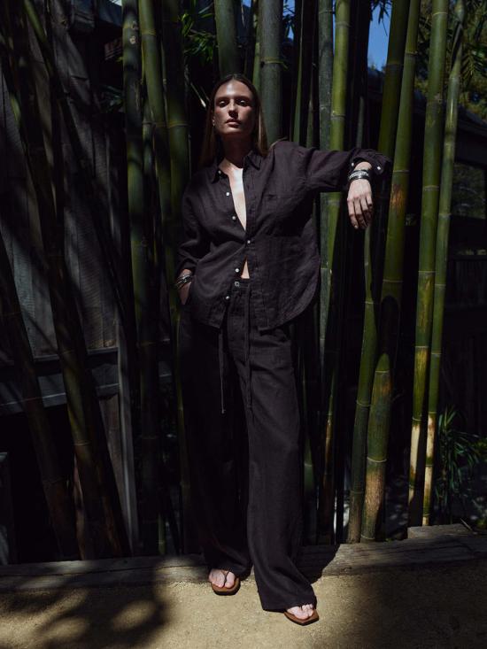  시티즌 오브 휴머니티 셔츠 시티즌스 오브 휴머니티 카일라 슈렁큰  셔츠 초콜릿 - CITIZEN OF HUMANITY