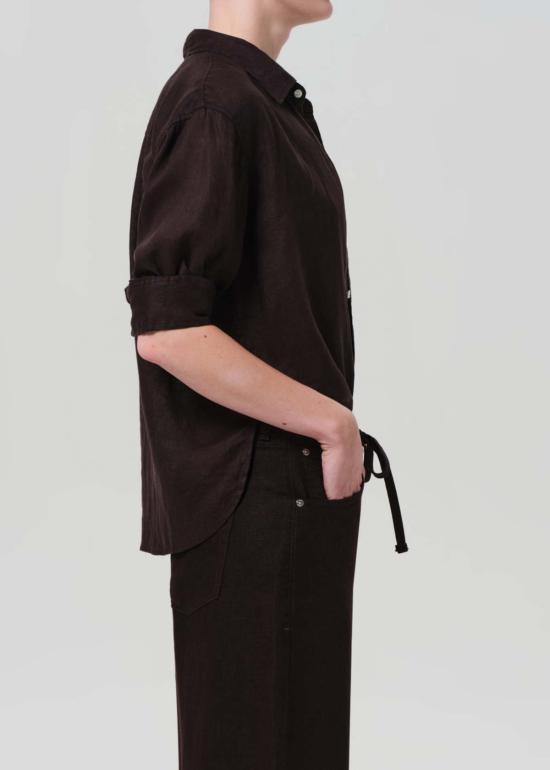  시티즌 오브 휴머니티 셔츠 시티즌스 오브 휴머니티 카일라 슈렁큰  셔츠 초콜릿 - CITIZEN OF HUMANITY