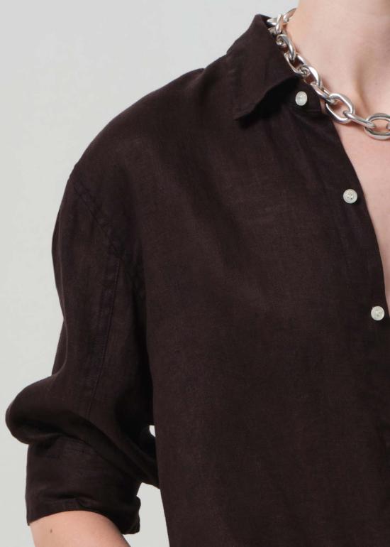  시티즌 오브 휴머니티 셔츠 시티즌스 오브 휴머니티 카일라 슈렁큰  셔츠 초콜릿 - CITIZEN OF HUMANITY