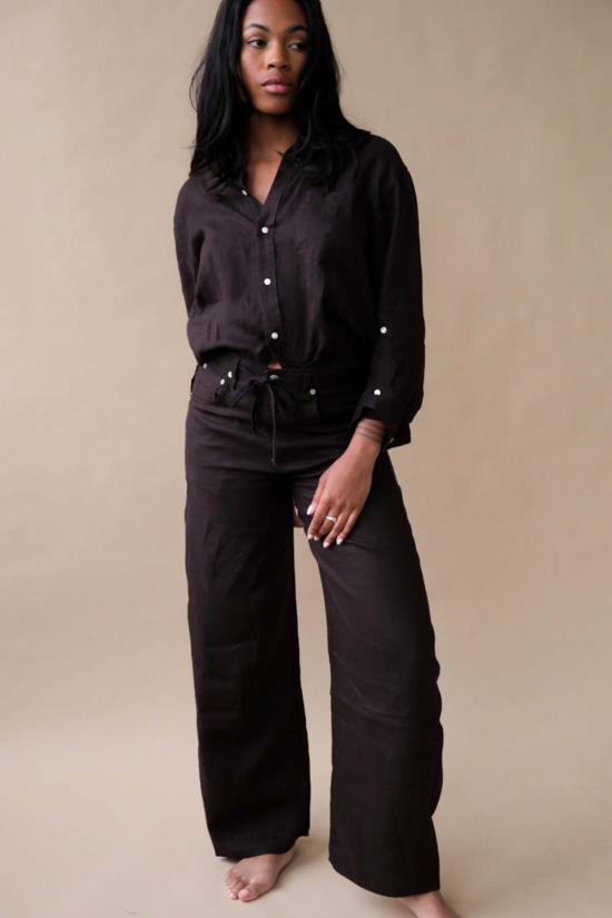  시티즌 오브 휴머니티 셔츠 시티즌스 오브 휴머니티 카일라 슈렁큰  셔츠 초콜릿 - CITIZEN OF HUMANITY