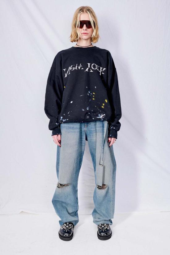  어셈블리 뉴욕 스웨터 어셈블리 블랙 페인티드 뉴욕 로고 스웨트셔츠 - ASSEMBLY NEW YORK
