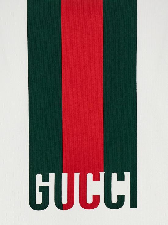 25FW 구찌 웹 코튼 저지 스웨트셔츠 814900XJG2U9074 White - GUCCI