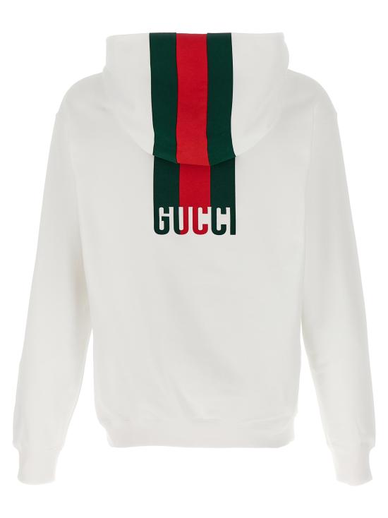 25FW 구찌 웹 코튼 저지 스웨트셔츠 814900XJG2U9074 White - GUCCI