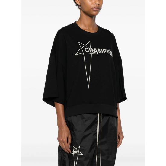 25SS 릭오웬스 x 챔피온 반팔 티셔츠 CM01E1677 CHJG 09 BLACK - RICK OWENS X CHAMPIONS