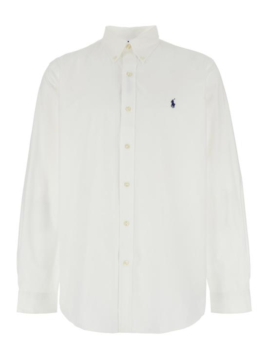 25FW 폴로 랄프로렌 커스텀 핏 코튼 포플린 포니 로고 셔츠 710928255002 White