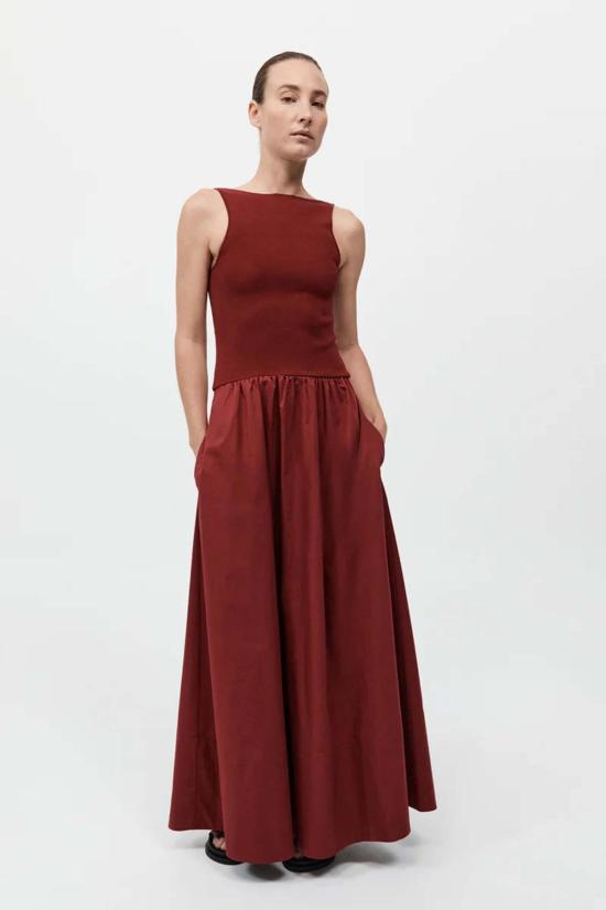  세인트아그니 롱 원피스 생 아그니 바토 컷아웃 드레스