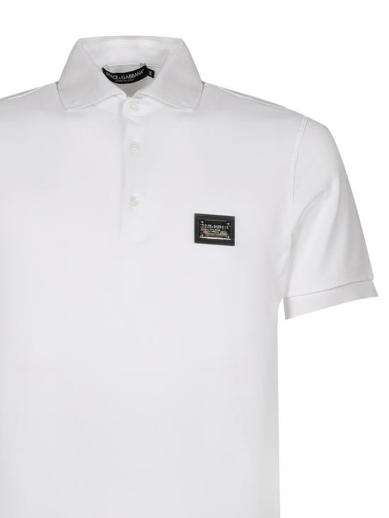 25FW 돌체앤가바나 로고 태그 코튼 폴로 셔츠 G8PL4T G7F2HW0800 White - DOLCE & GABBANA