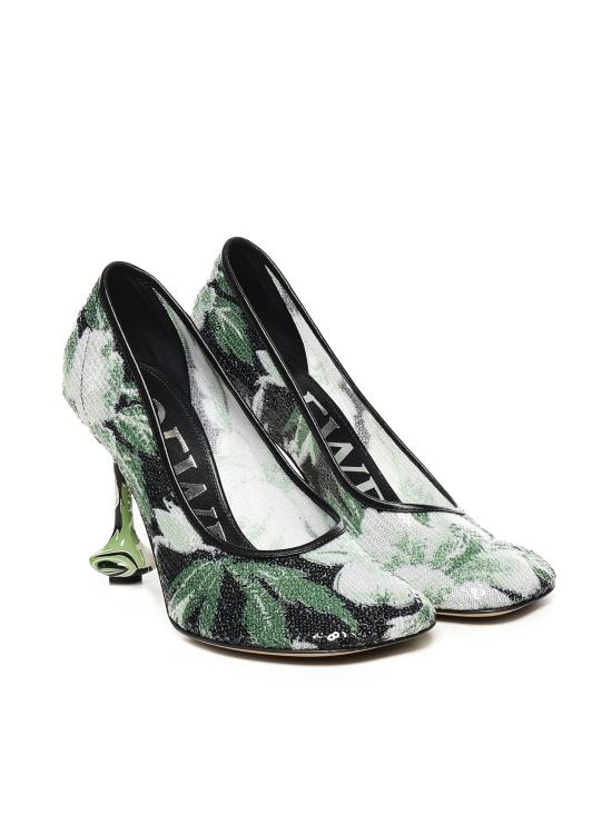 25FW 로에베 힐/펌프스 LLSTS01X19 5728 BLACK HIBISCUS GREEN - LOEWE
