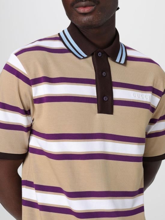 25FW 구찌 스트라이프 코튼 폴로 티셔츠  824338XJG78 9040 Multicolor - GUCCI