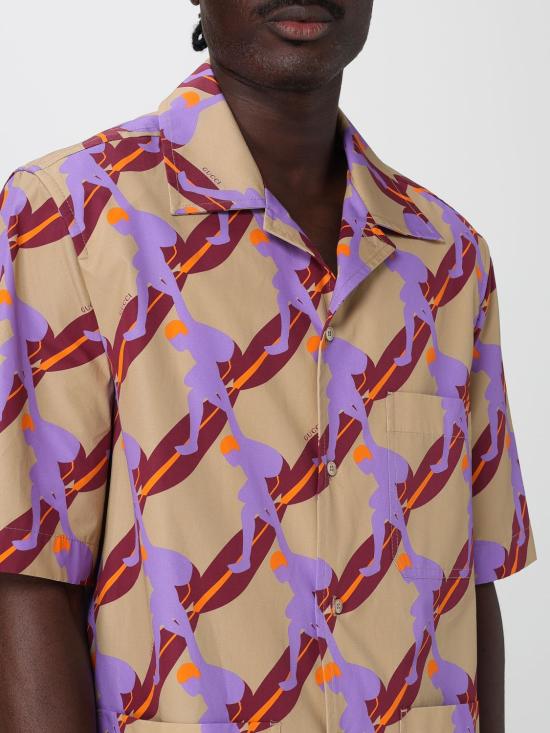 25FW 구찌 프린트 라이트 코튼 포플린 셔츠  821498Z7AMZ 2040 Beige - GUCCI