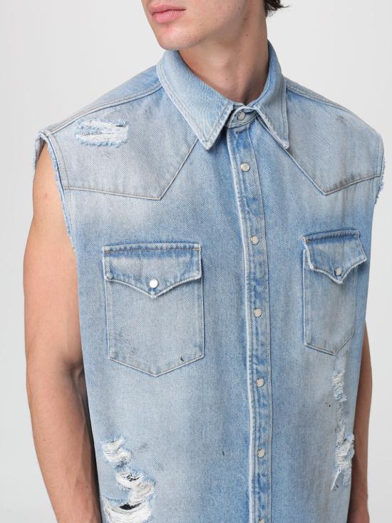 25FW MM6 메종마르지엘라 데님 셔츠 SH2DR0003M30018 964 Gnawed Blue - MM6 MAISON MARGIELA