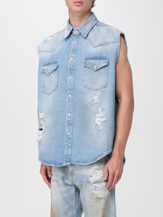 25FW MM6 메종마르지엘라 데님 셔츠 SH2DR0003M30018 964 Gnawed Blue - MM6 MAISON MARGIELA