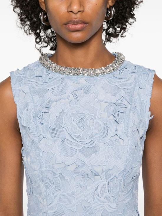  셀프 포트레이트 숏 원피스 플라워 레이스 미니 드레스 블루 - SELF PORTRAIT