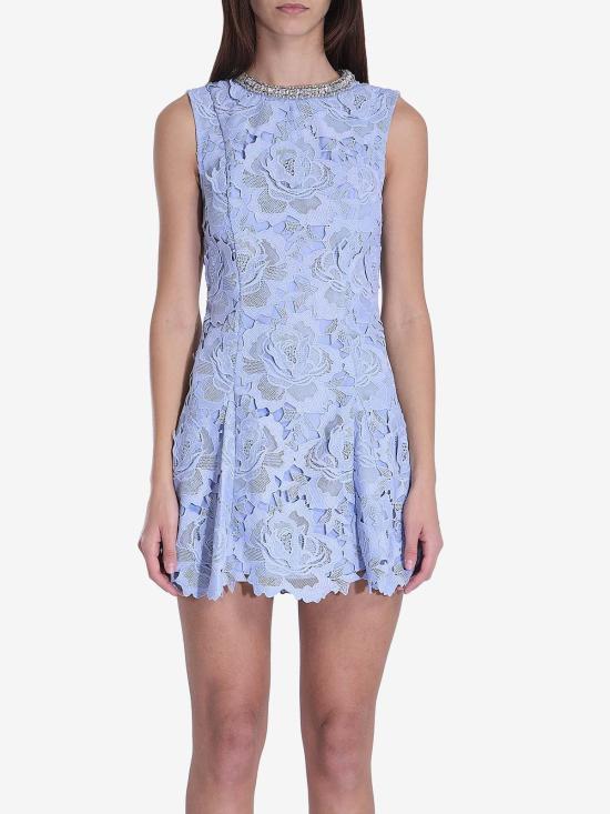  셀프 포트레이트 숏 원피스 플라워 레이스 미니 드레스 블루 - SELF PORTRAIT
