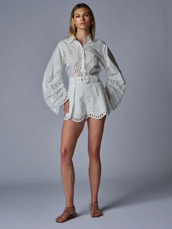  헤브론 블라우스 라켈 탑 아이렛 화이트 - HEVRON