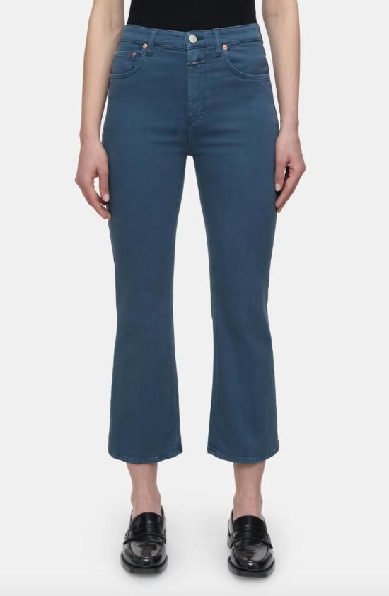  클로즈드 데님 팬츠 닫힘 하이썬 크롭진 그라파이트 블루