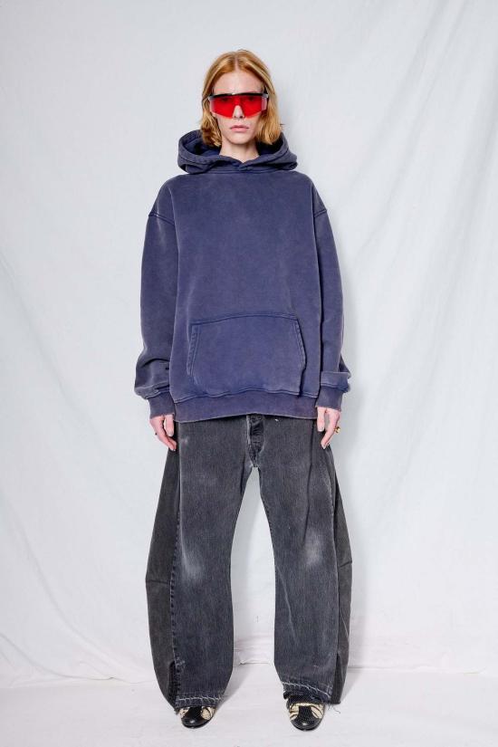  어셈블리 뉴욕 터틀넥 어셈블리 페이디드 블루 후드 티셔츠 - ASSEMBLY NEW YORK