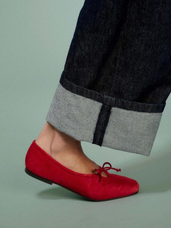  매과이어 플랫 슈즈 Maguire Prato 체리 스웨이드 발레리나 레드