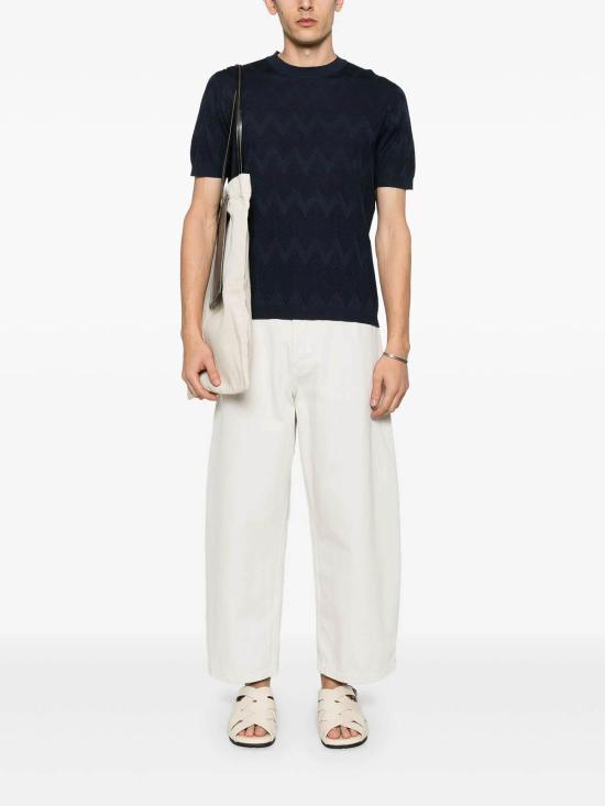 25SS 미소니 반팔 티셔츠 US25SL02BK043ZS72JF Dark Blue - MISSONI