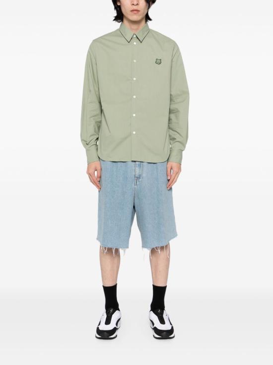 25SS 메종키츠네 토널 폭스 헤드 패치 릴렉스드 셔츠 MM00403WC50420078 VERT DE GRIS DOM - MAISON KITSUNE