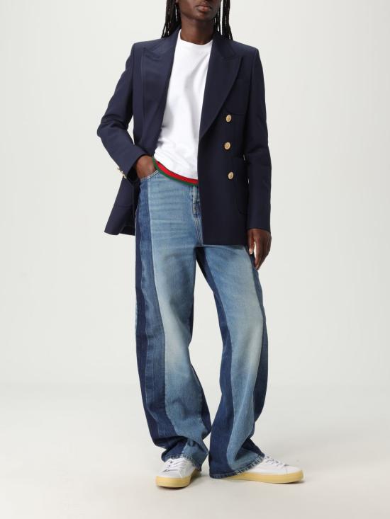 25FW 구찌 더블 브레스트 코튼 자켓 818203Z7AJZ 4264 Blue - GUCCI